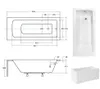 A collage of technical drawings and product photos of a bathtub. Podgląd zdjęcia produktu