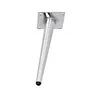 A single silver furniture leg with a black cap on a white background. Voir les images du produit