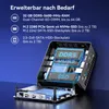 A cutaway view of a mini PC showing its internal components like RAM and SSD, with text overlays describing its expandability. Produktbild-Vorschau