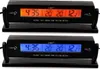 Two digital car clocks with thermometer and voltmeter functions are displayed side-by-side. Produktbild-Vorschau