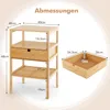 A diagram showing the dimensions of a bamboo nightstand and a separate drawer. Náhled obrázku produktu