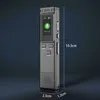 A digital voice recorder is shown against a dark background with dimensions indicated. Náhľad obrázku produktu