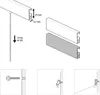 Diagrams showing how to install a picture hanging system, including dimensions and weight capacity. Voir les images du produit