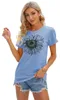Damen-T-Shirts, Kurzarm-Shirts mit Sonnenblumenmotiv, Produktbild-Vorschau 2