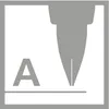 A stylized illustration of a fountain pen nib writing the letter 'A' on a line. Voir les images du produit