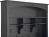 A close-up view of a gray wooden coat rack with shelves and hooks. Anteprima dell’immagine prodotto