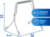 A product shot of metal roulade clips with dimensions and material information displayed. Produktbild-Vorschau