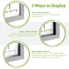 Three different ways to display a picture frame, with text explaining each method. Produktbild-Vorschau