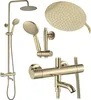 A collage of different views of a gold-colored shower set. Anteprima dell’immagine prodotto