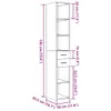 A diagram showing the dimensions of a white highboard. Voir les images du produit