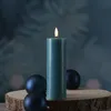 LED Stumpenkerze MIA - Echtwachs - realistische 3D Flamme - H: 15cm - D: 5cm - jadegrün Produktbild-Vorschau