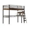 A loft bed with a desk and shelves underneath, shown against a white background. Produktbild-Vorschau