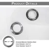 Close-up of two metal grommets, one with a size indicator, and product details text. Produktbild-Vorschau