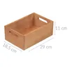 A wooden storage box with dimensions indicated by text overlays. Náhled obrázku produktu