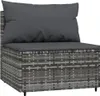 vidaXL Garten-Mittelsofa mit Kissen Grau Poly Rattan Produktbild-Vorschau 6