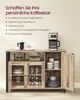 A sideboard with a coffee maker and various items displayed on and inside it, with descriptive text about creating a personal coffee bar. Produktbild-Vorschau