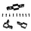 A collection of black metal fence mounting hardware components on a white background. Produktbild-Vorschau