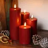 LED Stumpenkerze MIA - Echtwachs - realistische 3D Flamme - H: 10cm - Batteriebetrieb - weinrot Produktbild-Vorschau