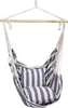 A striped hanging chair suspended from a wooden bar. Produktbild-Vorschau