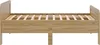 A wooden bed frame with a slatted base, shown from the side against a white background. Produktbild-Vorschau
