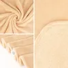 A collage of images showing different views and textures of a beige fleece blanket. Produktbild-Vorschau