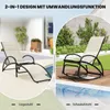 A split image showing a lounge chair on the left and a rocking chair on the right, both in outdoor settings. Náhled obrázku produktu