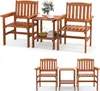 Two different configurations of a wooden balcony furniture set, each including two chairs and a table. Náhled obrázku produktu