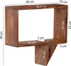 A wooden wall shelf with dimensions indicated by text overlays. Produktbild-Vorschau