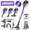 A collage of a cordless vacuum cleaner and its accessories, presented with promotional text and graphics. Voir les images du produit