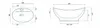 Technical drawings of an oval washbasin with dimensions. Náhled obrázku produktu