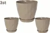 Set van 3 taupe-kleurige bloempotten, kristaldesign - Productafbeelding-voorbeeld 1