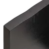 Close-up view of the corner of a dark wooden tabletop with a live edge. Produktbild-Vorschau