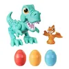 A set of Play-Doh dinosaur toys, including a T-Rex, a Pterodactyl, and three eggs, displayed on a white background. Produktbild-Vorschau