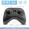 A black remote control for a toy, with text overlays and icons. Produktbild-Vorschau