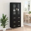 vidaXL Highboard Schwarz Eichen-Optik 69,5 x 34 x 180 cm Produktbild-Vorschau 4