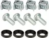 A set of server rack mounting hardware, including cage nuts, screws, and washers, arranged in rows against a white background. Produktbild-Vorschau