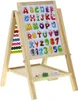 A wooden easel with a magnetic whiteboard displaying letters and numbers, and an abacus on the side. Voir les images du produit