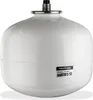 A white expansion vessel with a black fitting on top and a label on the side. Produktbild-Vorschau