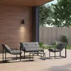 Outsunny 4-tlg. Gartenmöbel-Set, Balkonmöbel mit Sitzkissen Produktbild-Vorschau 2