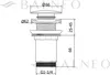 A technical drawing of a sink drain with dimensions. Voir les images du produit