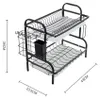 Livingandhome 2 Ebenen Geschirrabtropfgestell, Rostfreier Produktbild-Vorschau 6