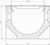 A technical drawing or schematic of a drainage grate. Produktbild-Vorschau