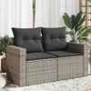 vidaXL Záhradná pohovka 2-sed s vankúšom Grey Poly Rattan Náhľad obrázku produktu 2