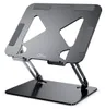 A dark gray, adjustable laptop stand is shown from a front-diagonal angle on a plain light gray background. Podgląd zdjęcia produktu