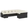 10-tlg. Garten-Sofagarnitur - mit Kissen Schwarz Poly Produktbild-Vorschau 2