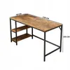 A product image of a vintage-style computer desk with shelves, showing dimensions. Podgląd zdjęcia produktu