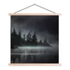 MuchoWow® Textilposter Wald - Nebel - Schwarz - Weiß 40x40 Produktbild-Vorschau 1