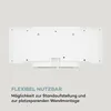 The back of a white stereo system is shown, with text below describing its features. Produktbild-Vorschau