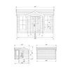 Technical drawings and dimensions of a wooden playhouse. Produktbild-Vorschau