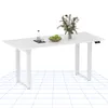 A white adjustable height desk with a bowl of apples, a bottle of water, and a vase of flowers on top. Anteprima dell’immagine prodotto